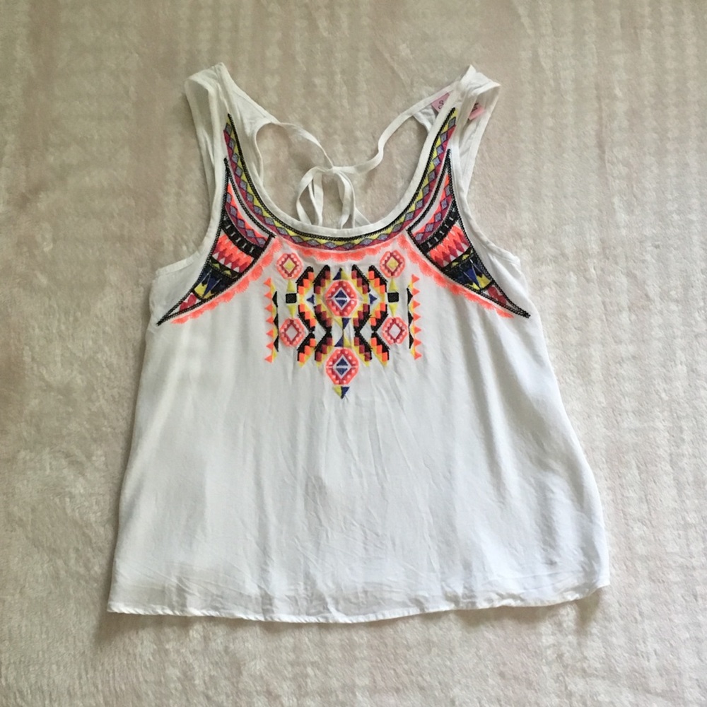 Cute flowy tank top with colorful detailing